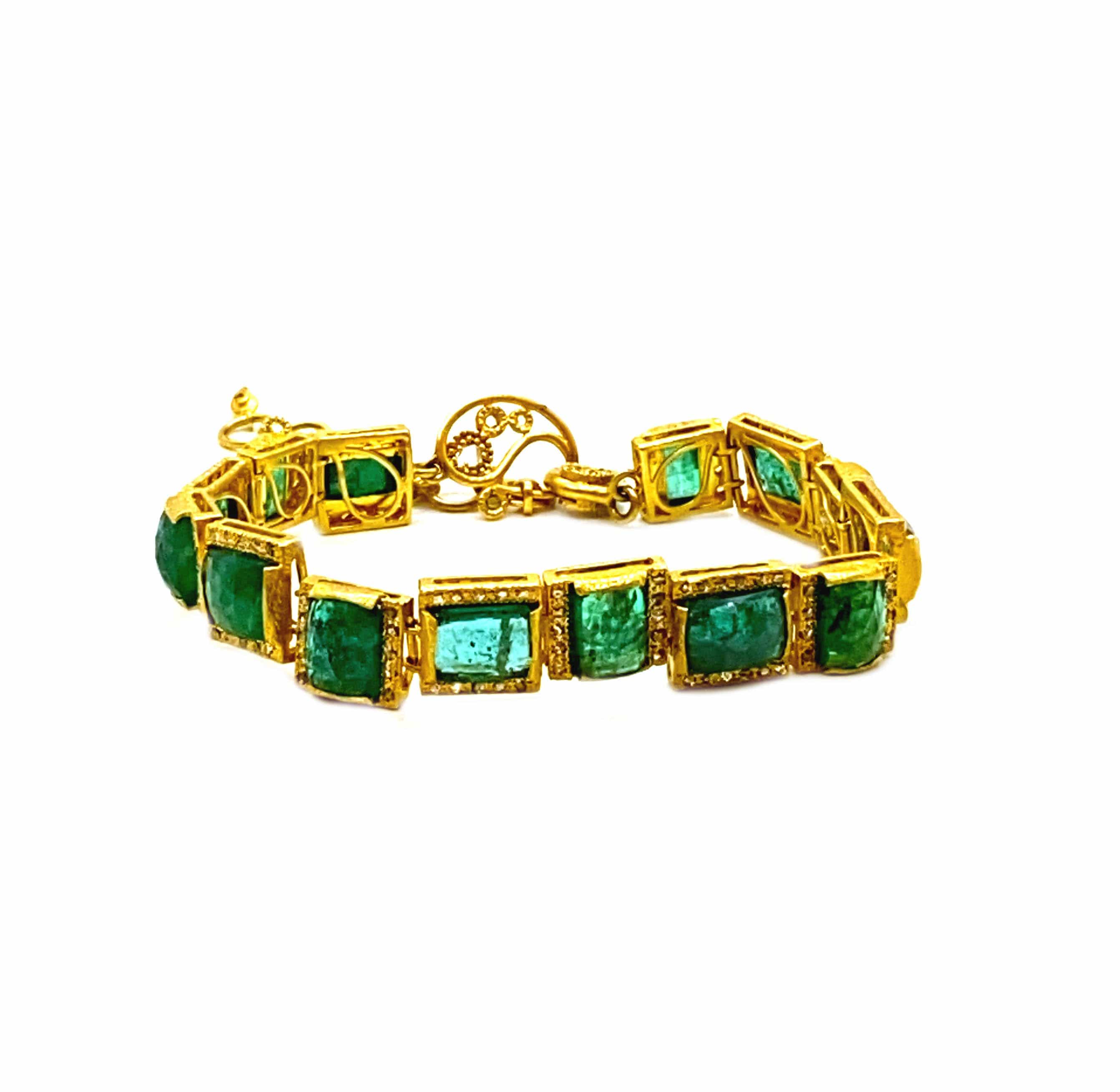 Luminosity 20k Yellow Gold Emerald Mosaic Bracelet - Coomi