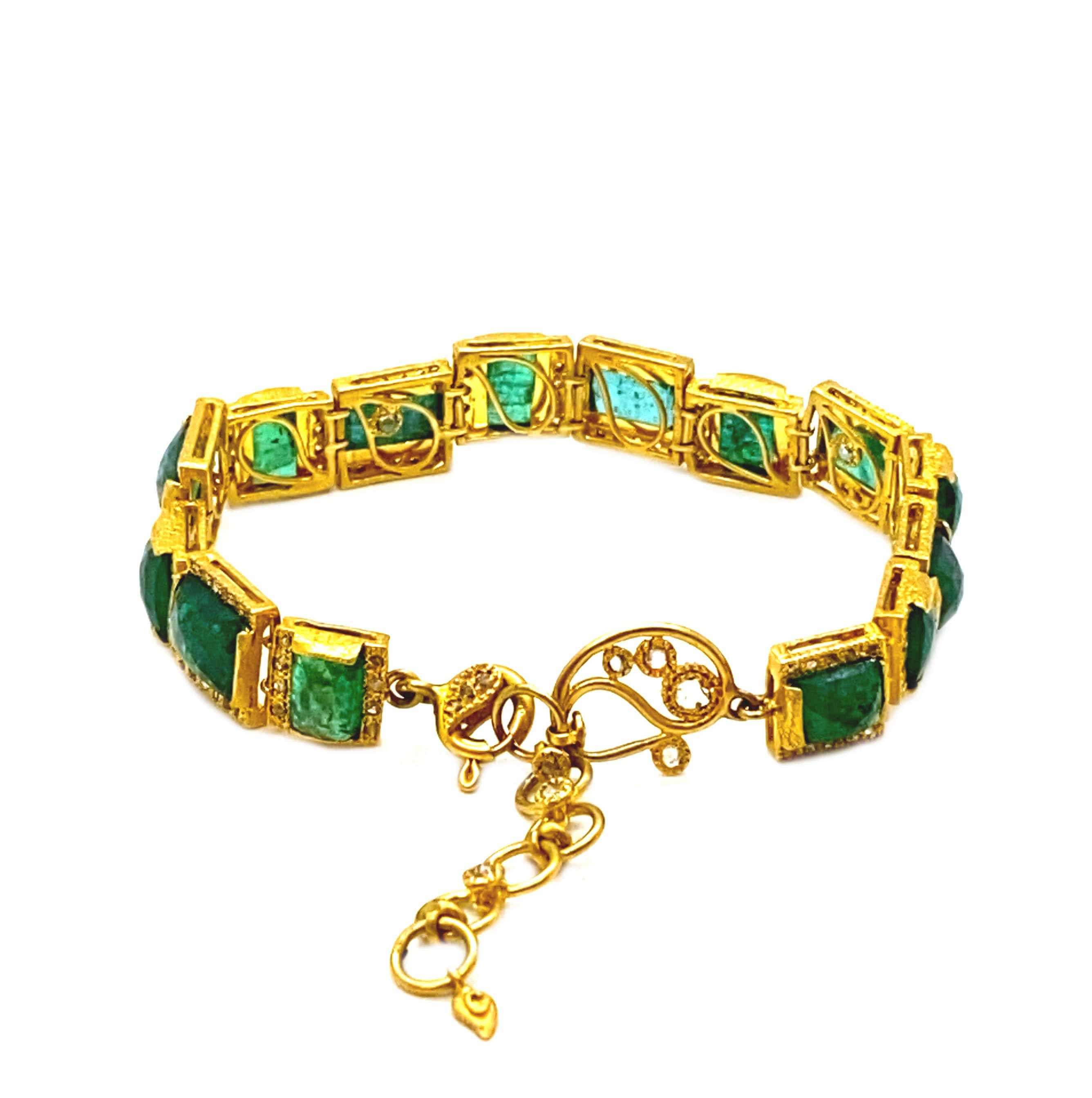 Luminosity 20k Yellow Gold Emerald Mosaic Bracelet - Coomi