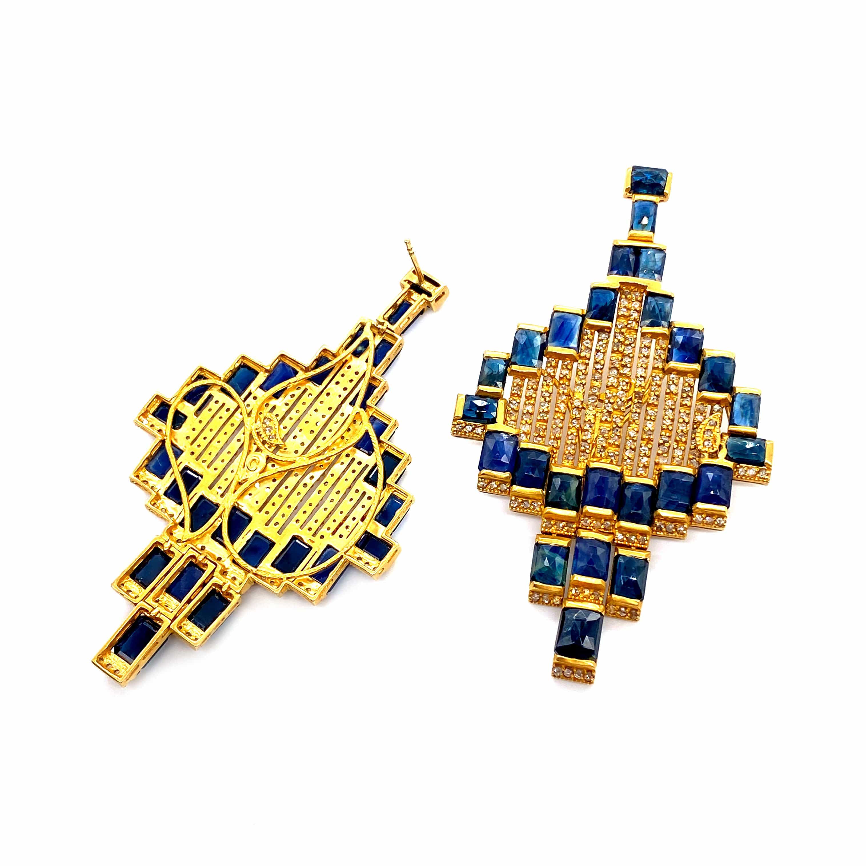 20K Affinity Sapphire Mosaic Earrings - Coomi