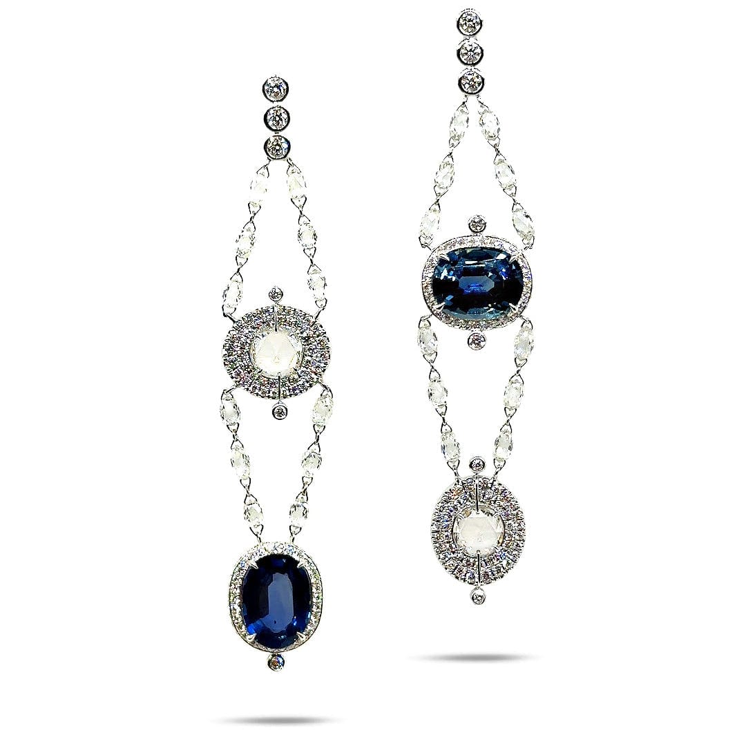 Trinity Two Tier Sapphire & Diamond Drop Earrings - Coomi
