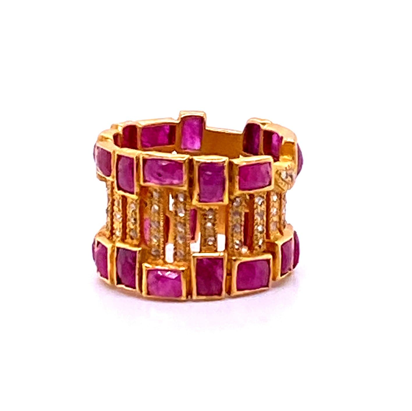 Luminosity 20 Karat Mosaic Ruby Band Ring - Coomi