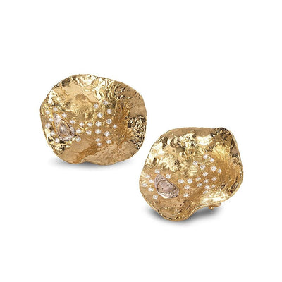Serenity Small Wild Rose Earring with Brilliant Diamonds in 20K Yellow Gold