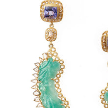 Load image into Gallery viewer, 20K Affinity Carved Emerald and Tanzanite Earrings - Coomi
