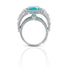 Trinity Ring in 18K White Gold with Oval Paraiba and Diamonds - Coomi
