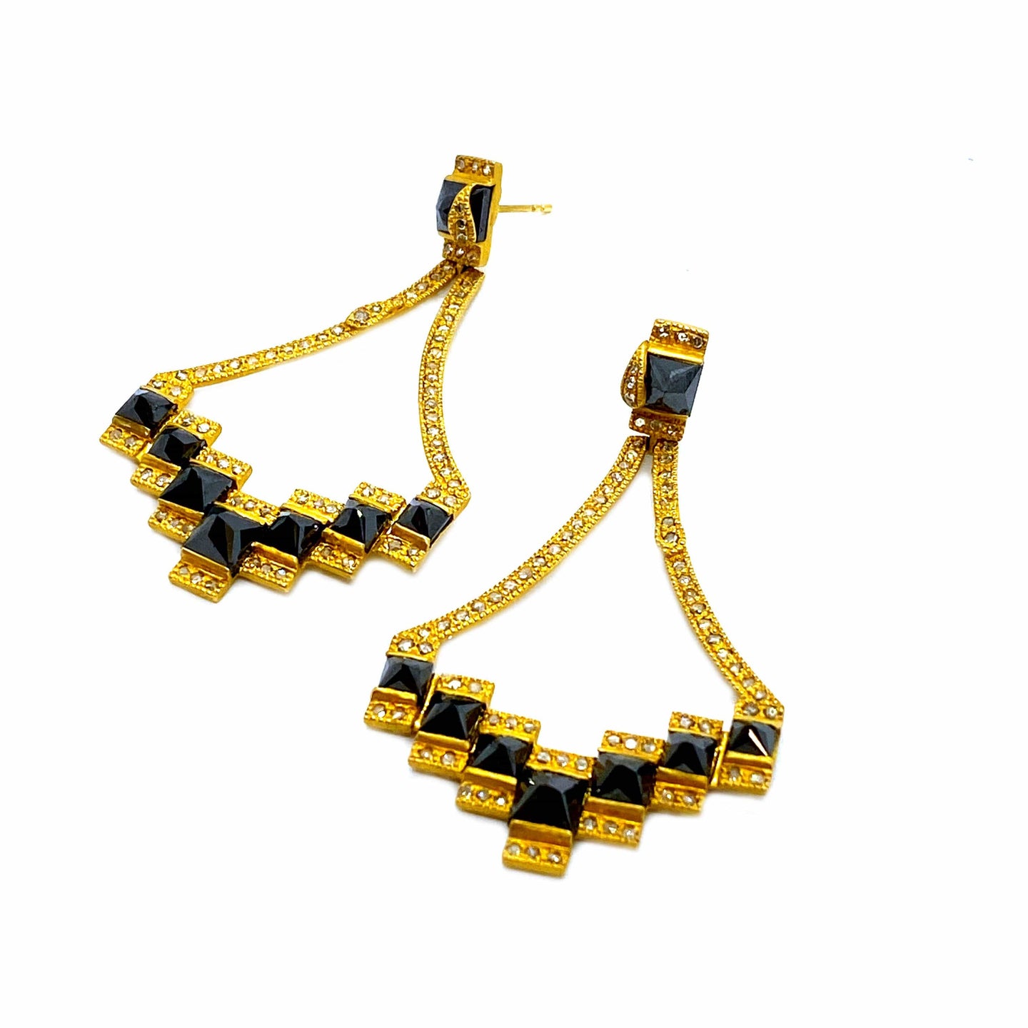 Luminosity 20K Yellow Gold Black Diamond Drop Earrings - Coomi