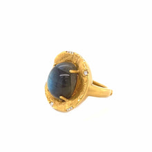 Load image into Gallery viewer, Serenity Labradorite Cab Stone Gold Ring - Coomi
