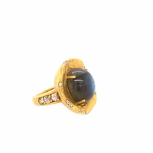 Load image into Gallery viewer, Serenity Labradorite Cab Stone Gold Ring - Coomi
