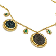 Load image into Gallery viewer, Ancient Coin Emerald &amp; Diamond Necklace - Coomi

