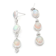Load image into Gallery viewer, Trinity Three Tier Opal Earring in 18K White Gold with Diamonds - Coomi
