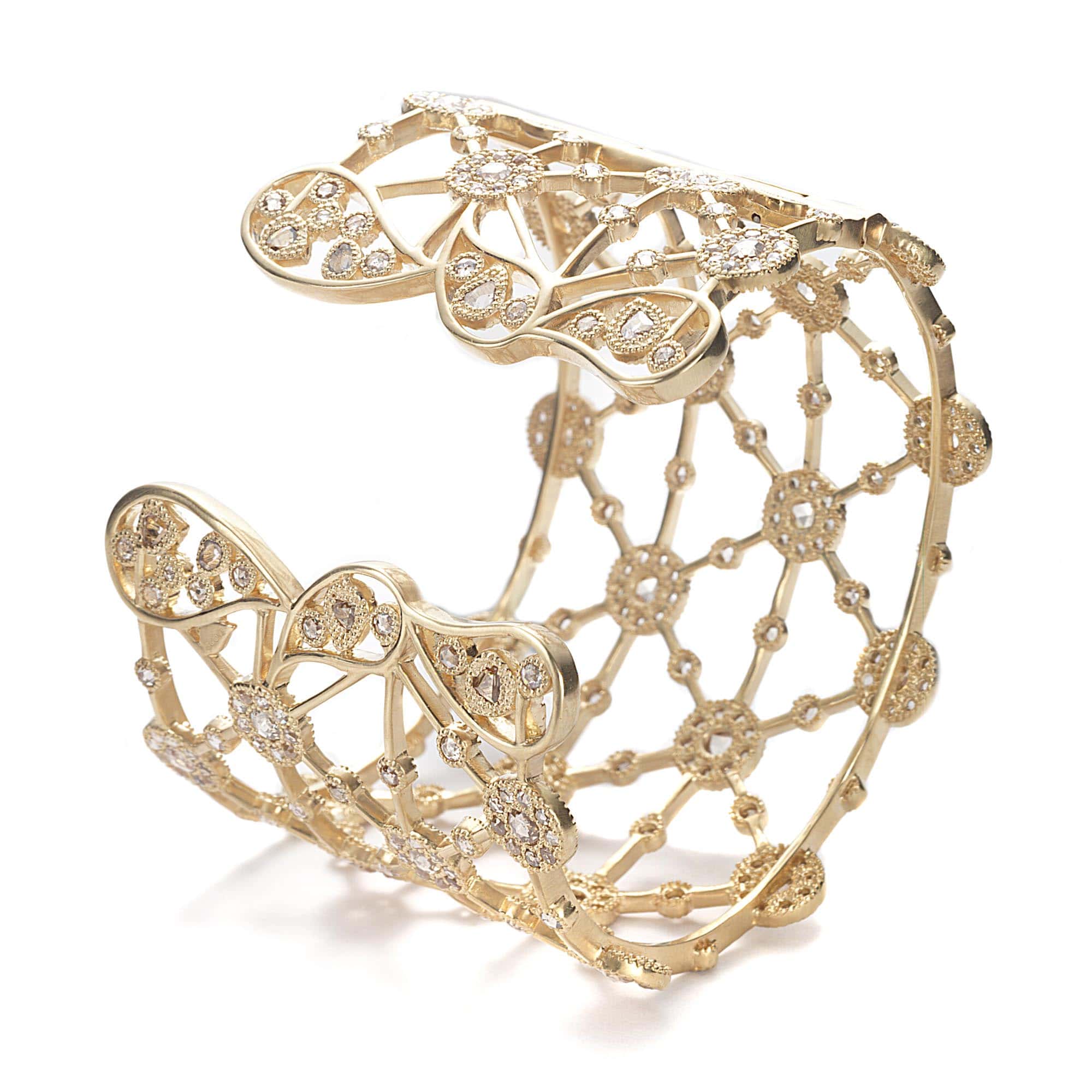 High End Opera Cuff in 20K Yellow Gold with Diamonds - Coomi