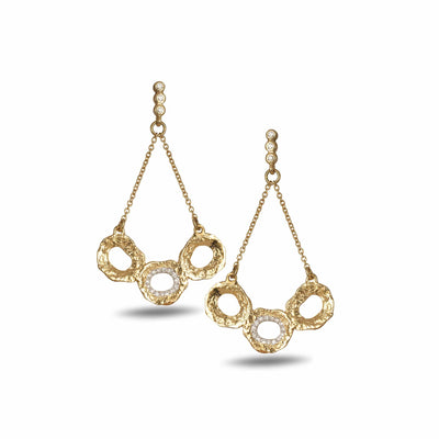 Serenity Three Flower drop Earrings