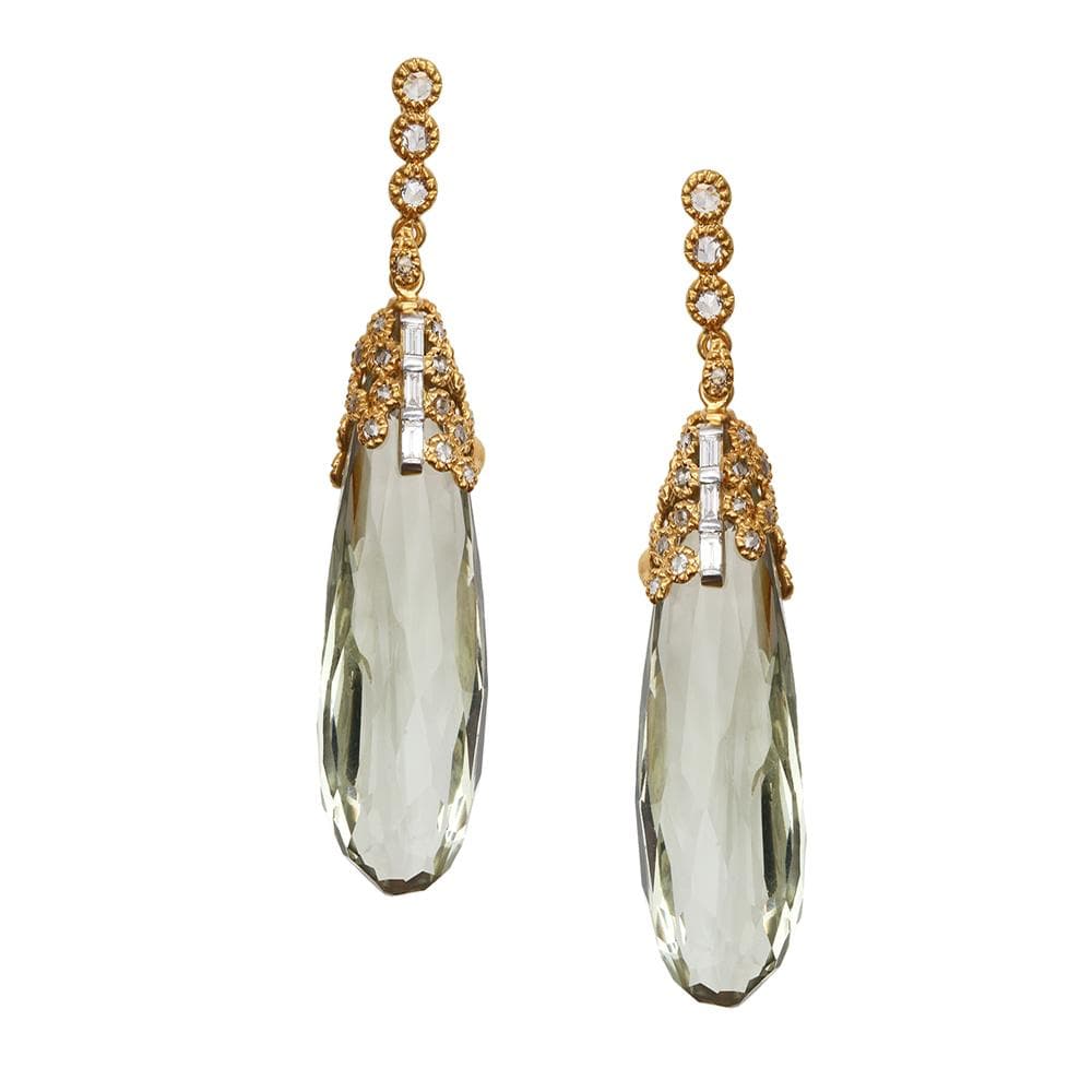 20K Affinity Green Amethyst and Diamonds Earrings - Coomi