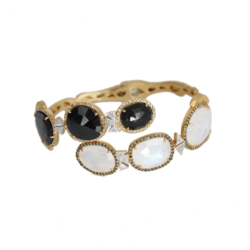 Affinity Cuff Bracelet with Black Spinel and White Moonstone - Coomi