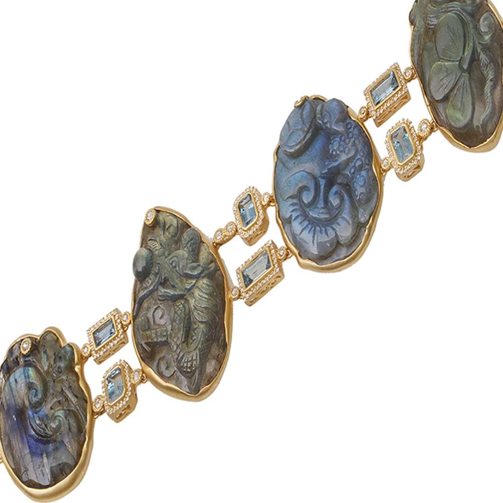 Affinity Bracelet with Carved Labradorite and Aquamarine - Coomi