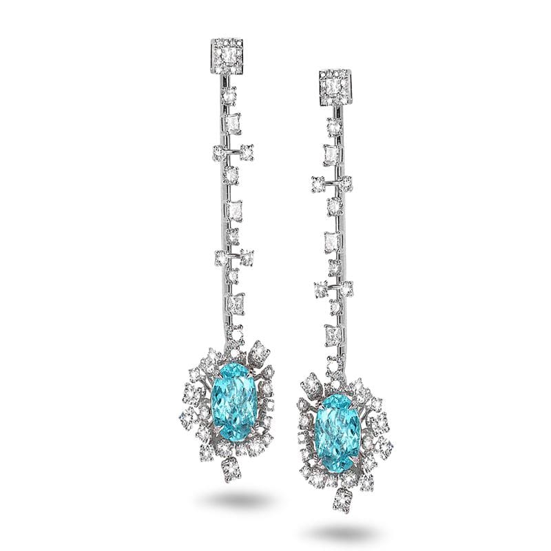 Trinity Paraiba Earrings Set In 18K White Gold - Coomi