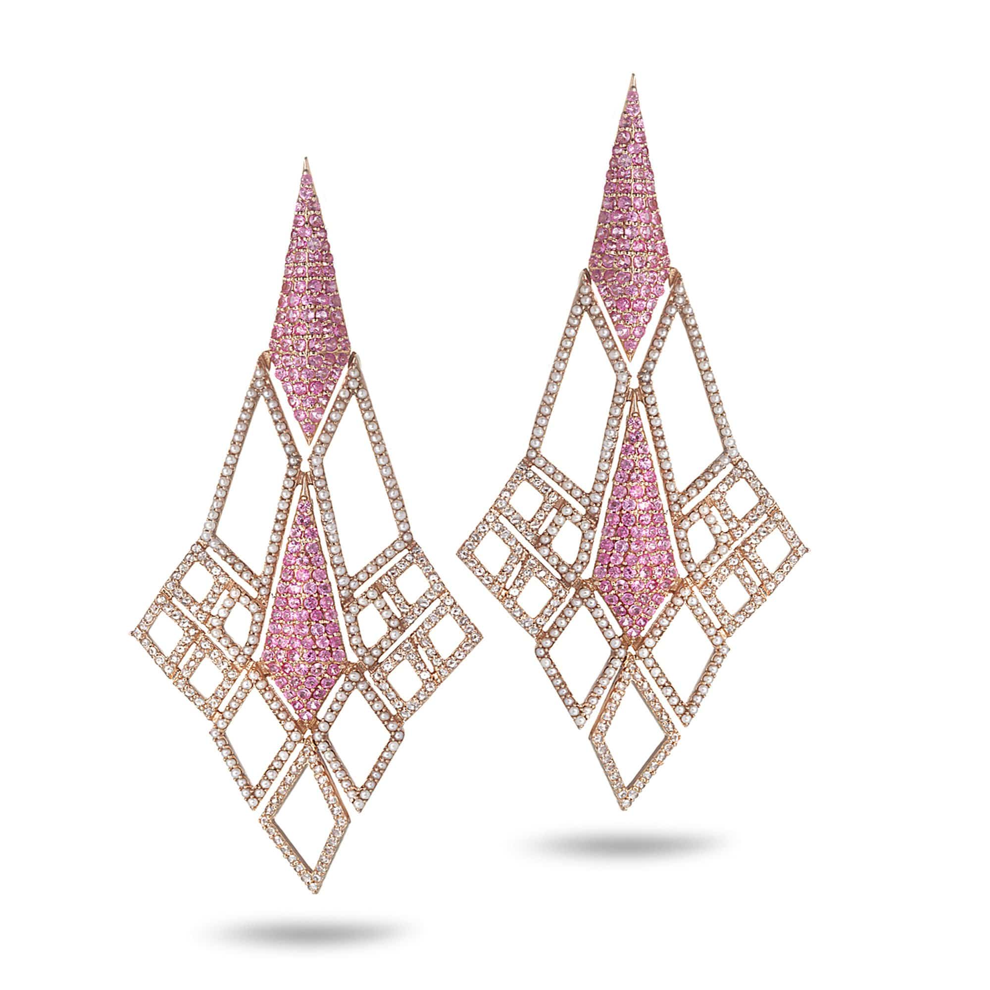 Sagrada Glory Earring in 18K Rose Gold with Pearls and Diamonds - Coomi