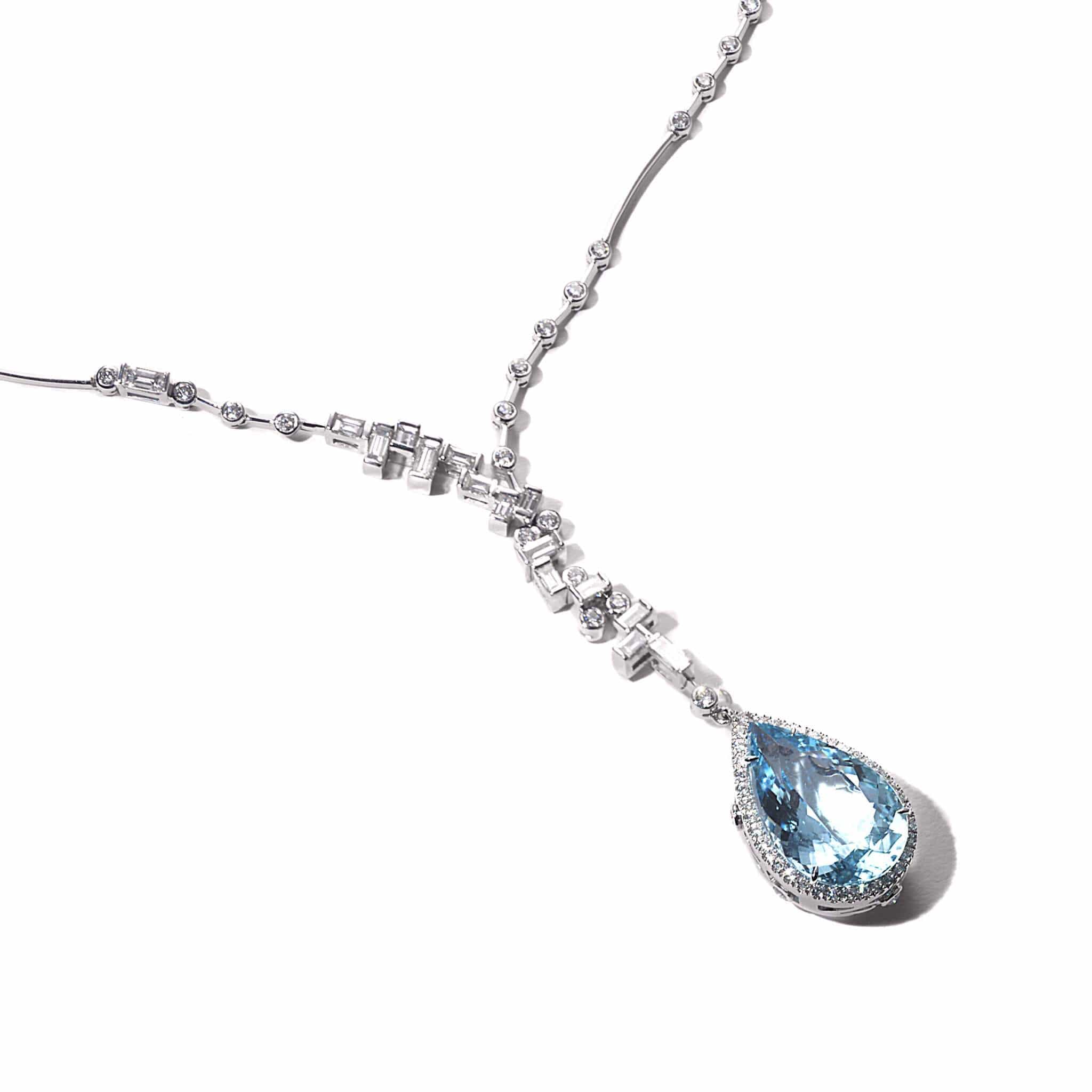Trinity 18K Aquamarine and Diamond Drop Necklace - Coomi
