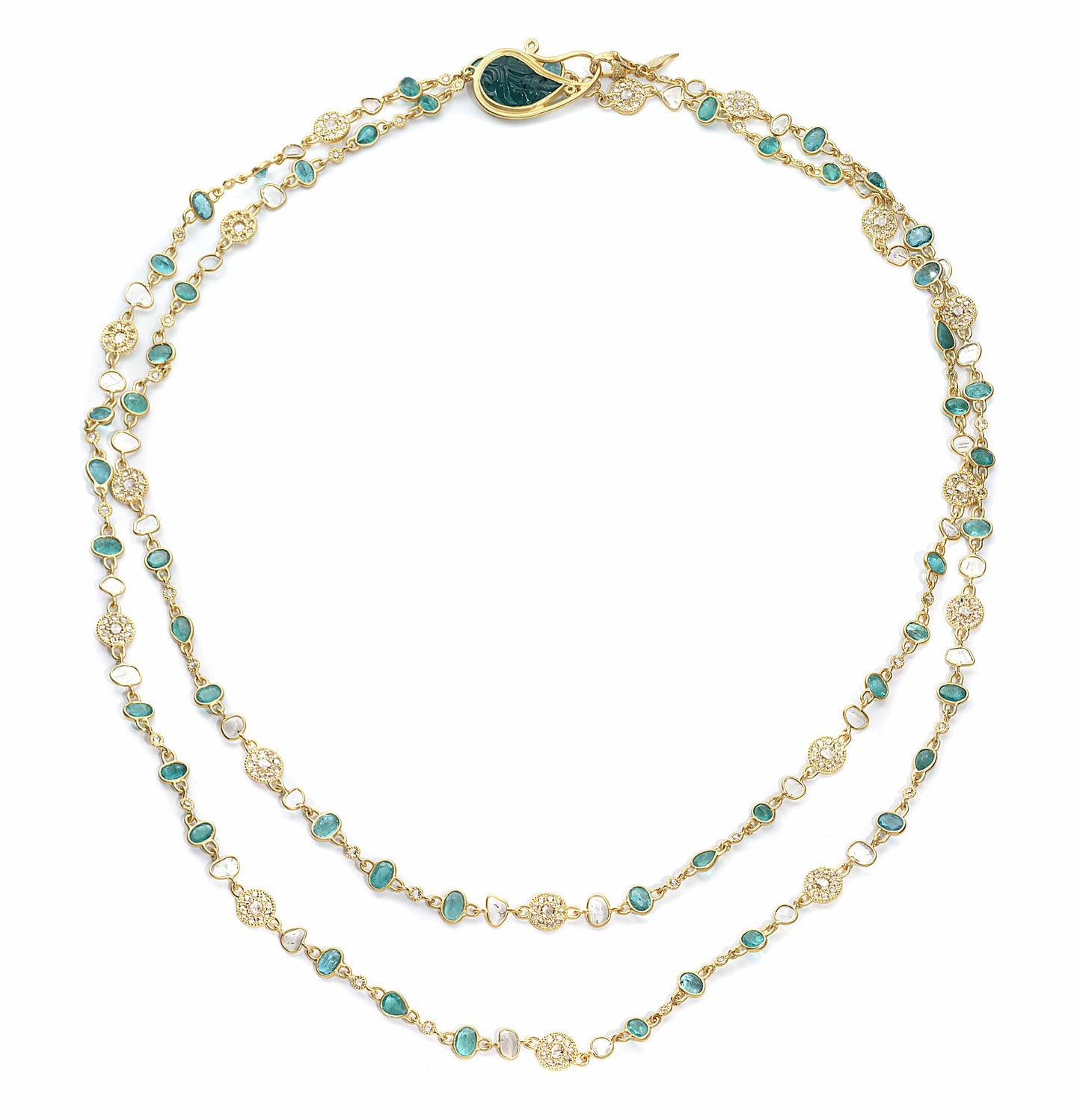 Affinity Carved Emerald and Diamond Necklace - Coomi