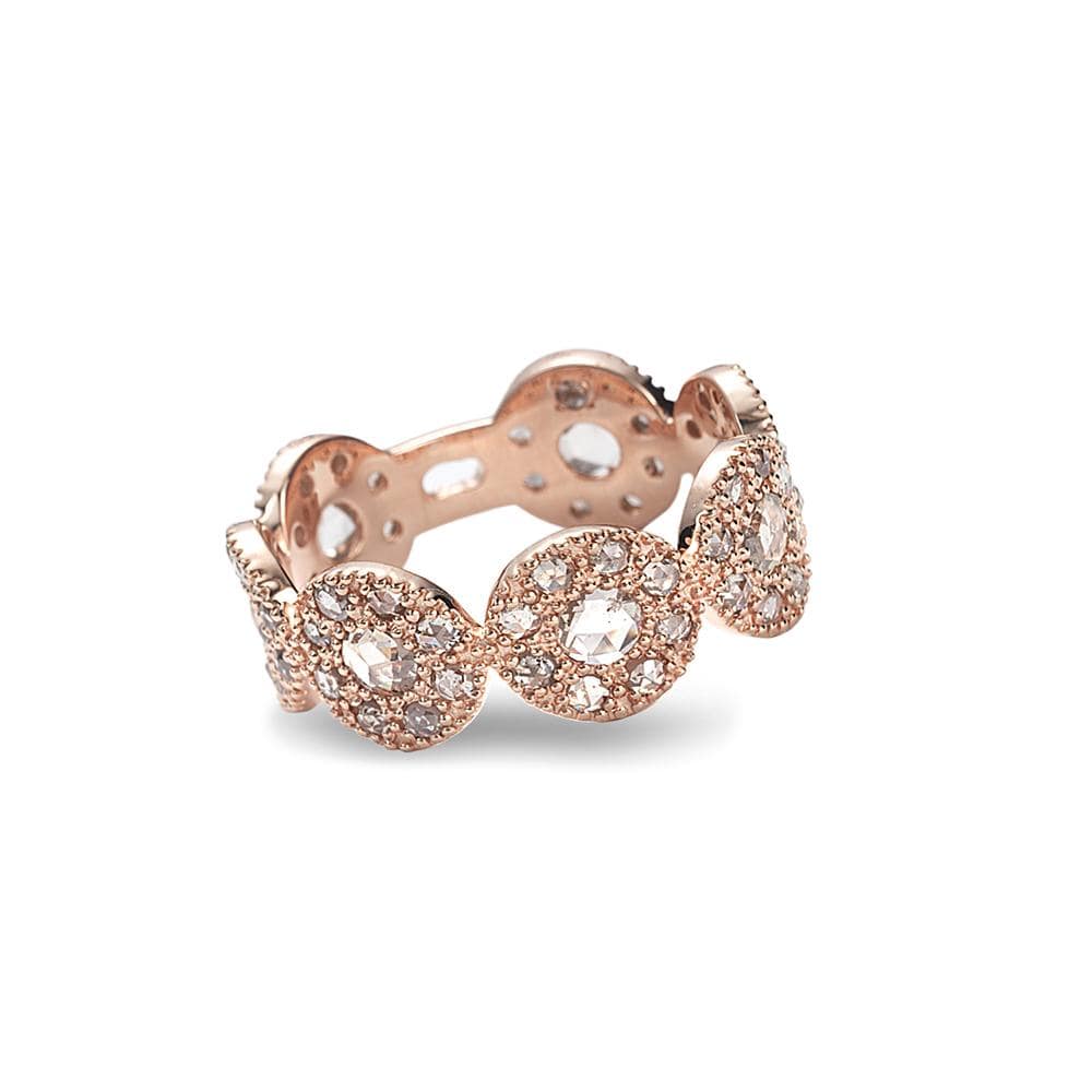 Eternity Opera Ring in 18K Pink Gold with Rose-Cut Diamonds - Coomi