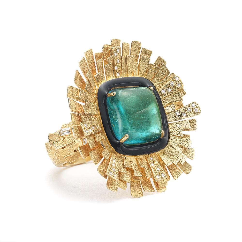 COOMI x Muzo Star Fire Ring in 20K with Emeralds and Diamonds - Coomi