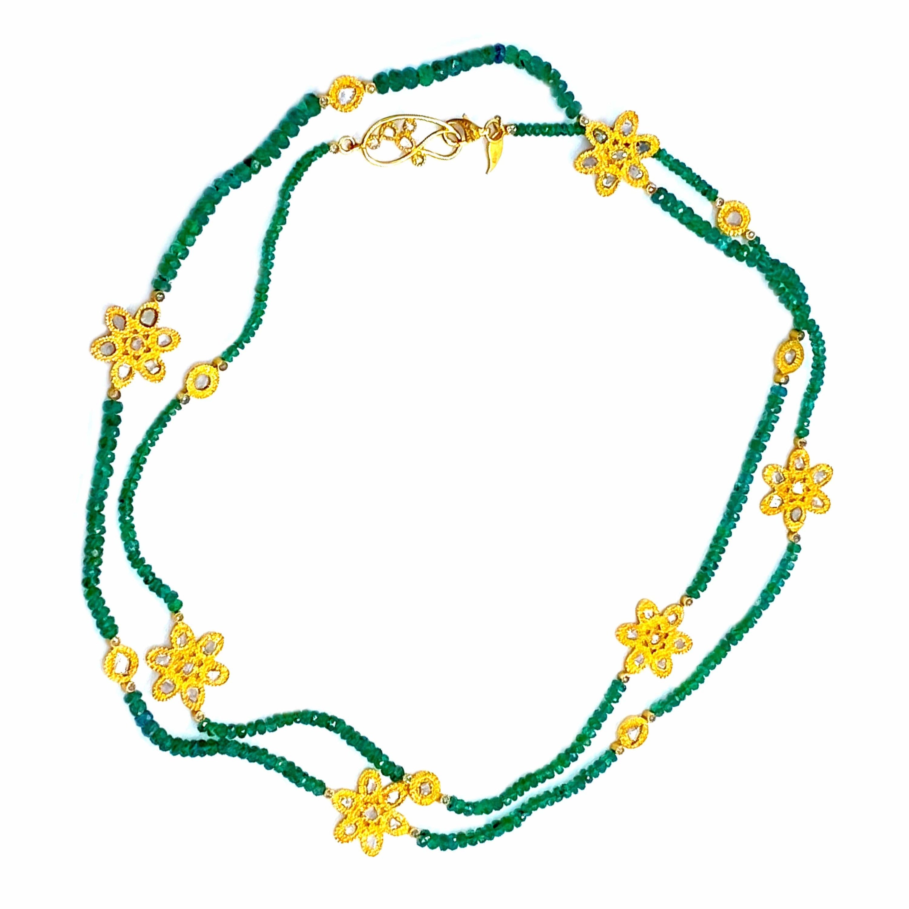 Affinity 20K Emerald and Flower Necklace - Coomi