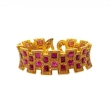 Load image into Gallery viewer, Luminosity 20K Yellow Gold Ruby Mosaic Cuff Bracelet - Coomi
