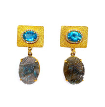 Load image into Gallery viewer, 20K Affinity Carved Labradorite Earrings - Coomi
