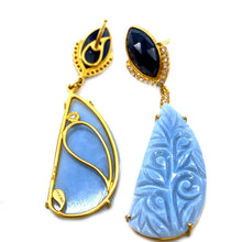 Load image into Gallery viewer, 20K Affinity Carved Opal and Black Spinel Earrings - Coomi
