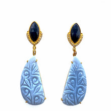 Load image into Gallery viewer, 20K Affinity Carved Opal and Black Spinel Earrings - Coomi
