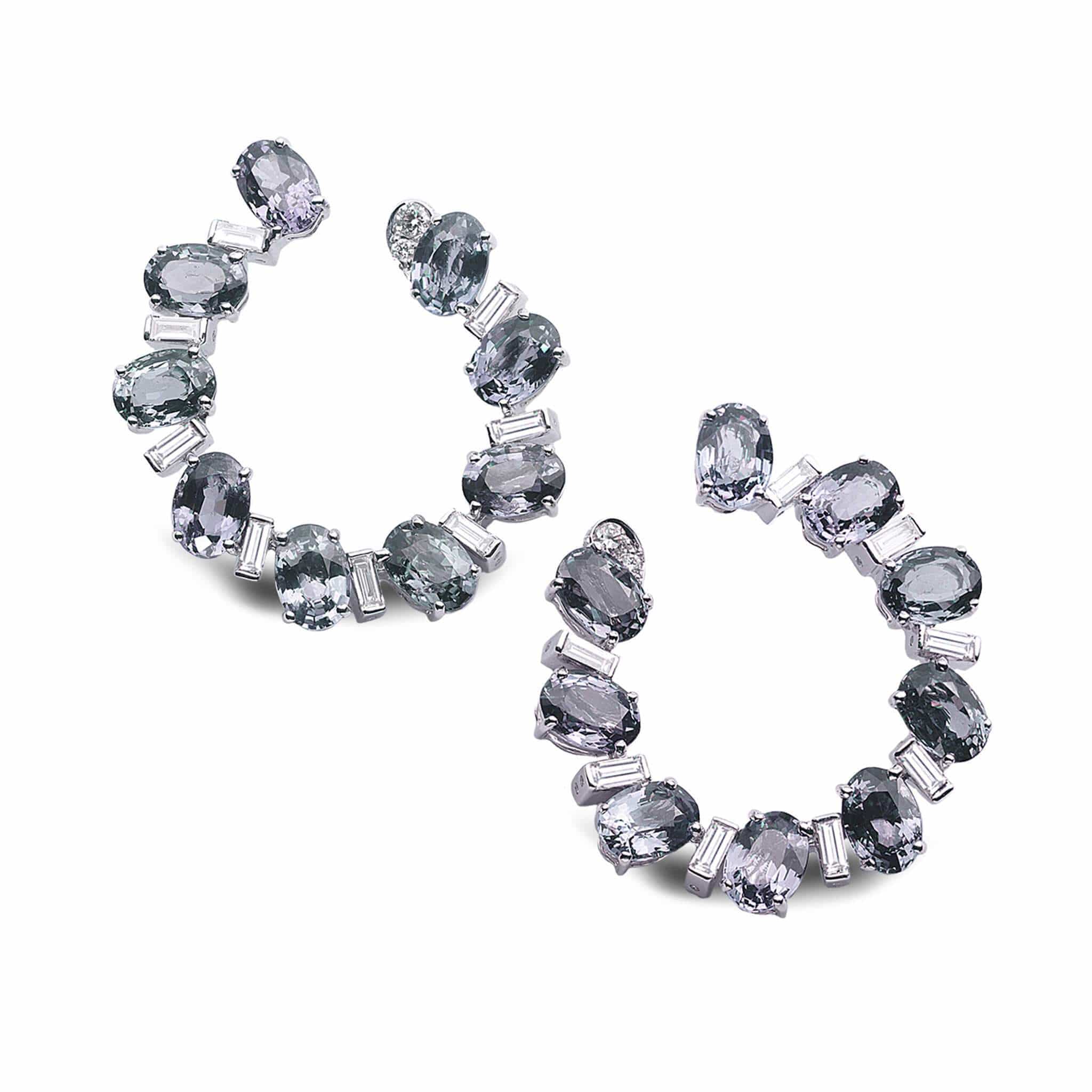 18K Spinel and Diamond Front Facing Hoop Earrings - Coomi