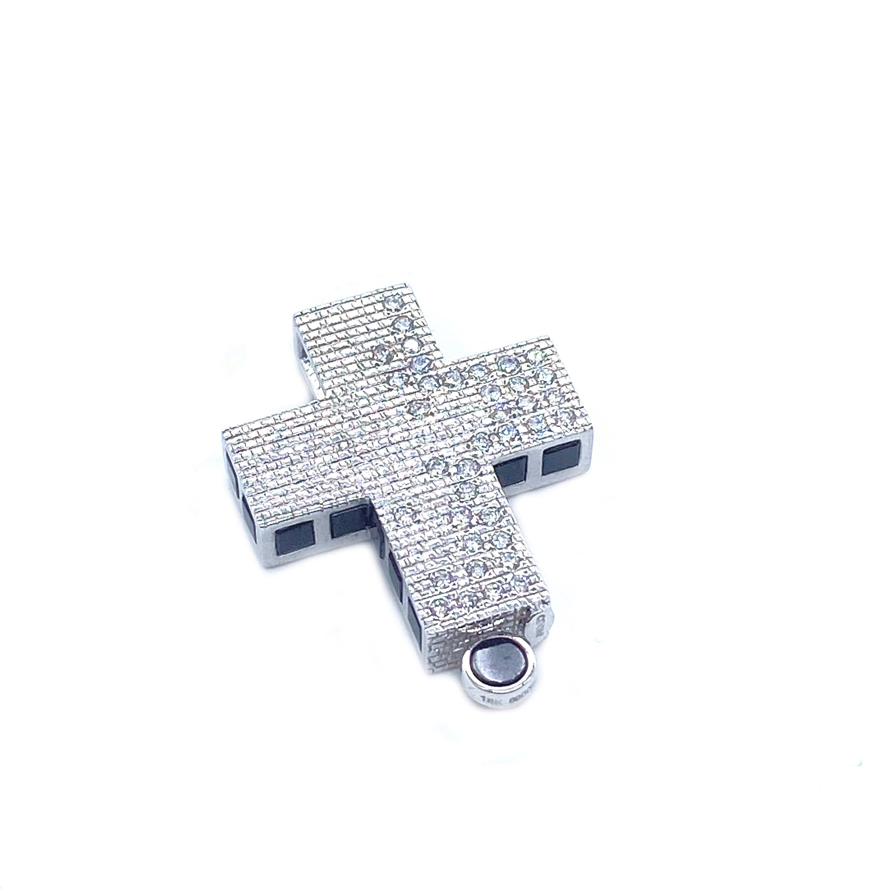 Eternity 18K White Gold Onyx and Ruby Cross Pendant - Coomi