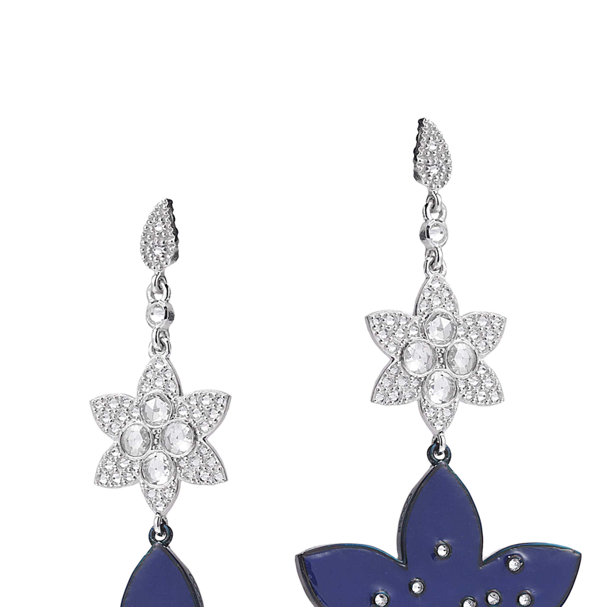 Enamel and Diamond Flower Drop Earrings - Coomi