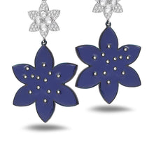 Load image into Gallery viewer, Enamel and Diamond Flower Drop Earrings - Coomi
