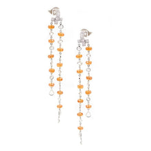 Load image into Gallery viewer, Trinity Earrings Set In 18K White Gold With Mandarin Garnet Beads - Coomi

