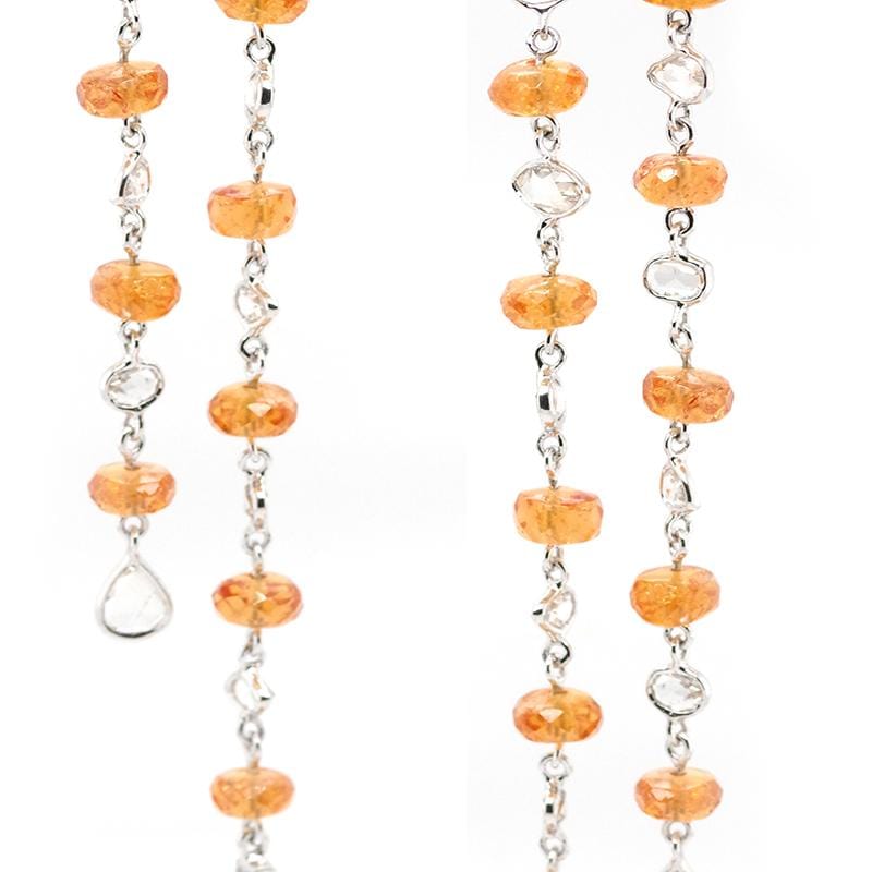 Trinity Earrings Set In 18K White Gold With Mandarin Garnet Beads - Coomi