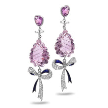 Load image into Gallery viewer, White Gold Bow Earrings with Purple Sapphire and Diamonds - Coomi
