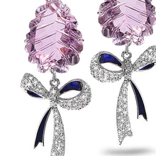 Load image into Gallery viewer, White Gold Bow Earrings with Purple Sapphire and Diamonds - Coomi

