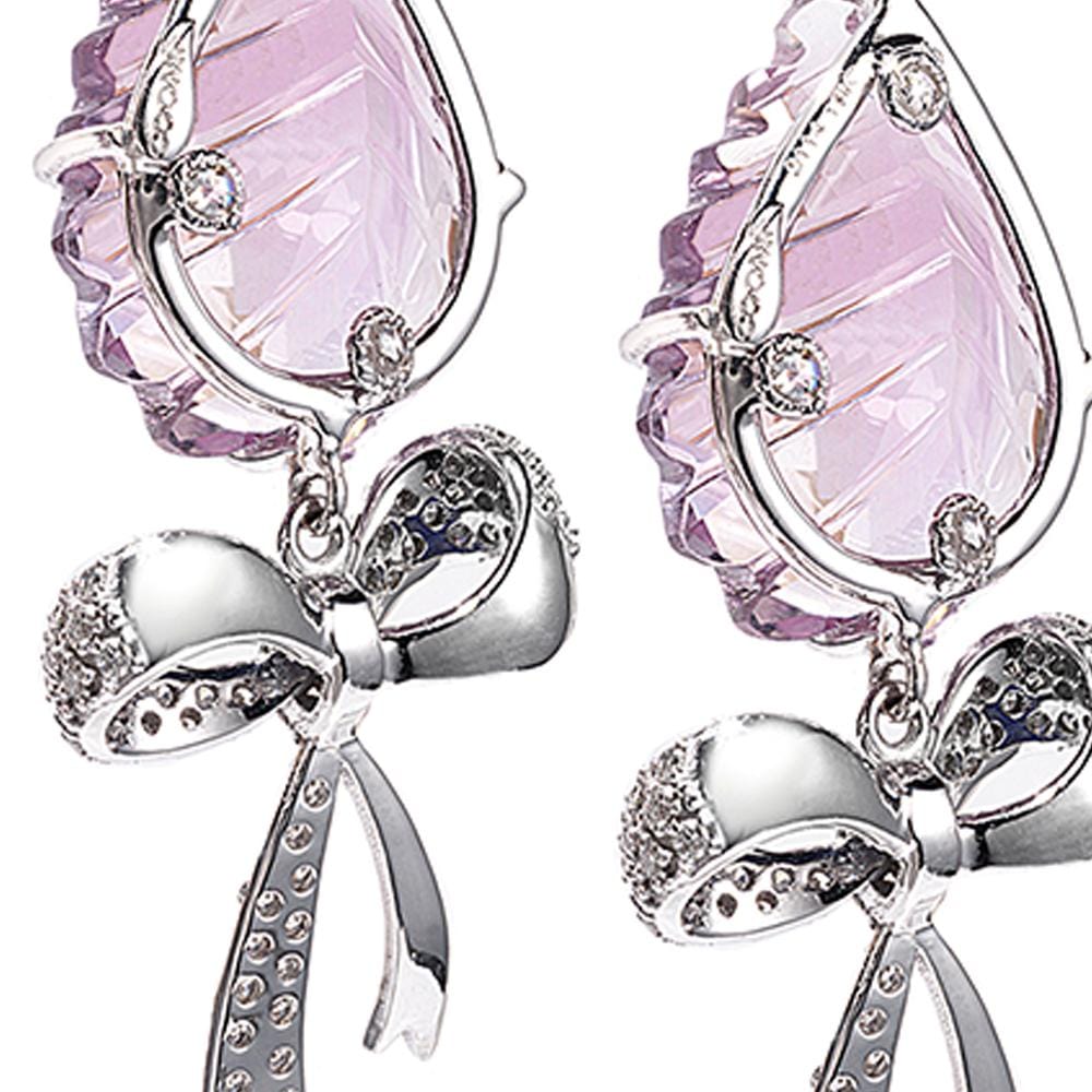 White Gold Bow Earrings with Purple Sapphire and Diamonds - Coomi