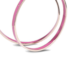 Load image into Gallery viewer, 18K Rose Gold and Silver Pink Enamel Hoop Earrings - Coomi
