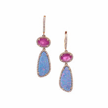 Load image into Gallery viewer, Trinity Rose Gold Drop Earrings with Opal and Ruby - Coomi
