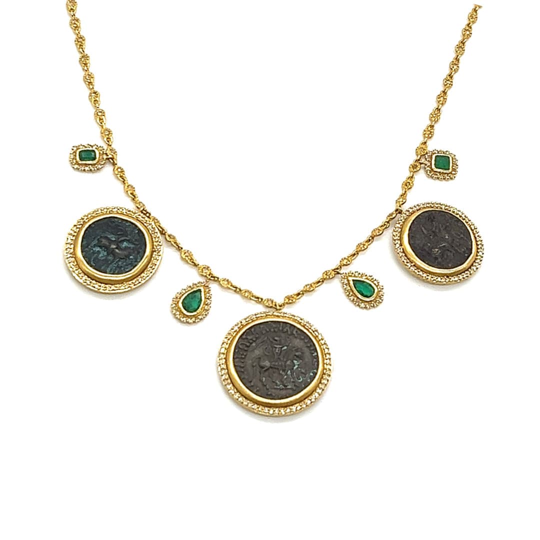Ancient Coin Emerald & Diamond Necklace - Coomi