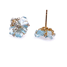 Load image into Gallery viewer, Trinity 20K Yellow Gold Carved Blue Topaz Flower Earrings - Coomi
