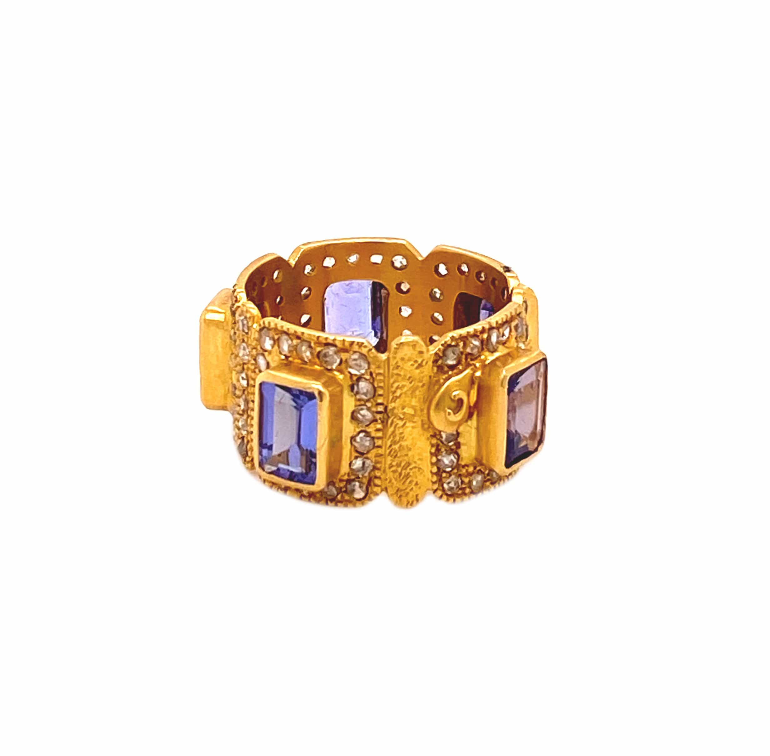 Luminosity 20K Yellow Gold Tanzanite Mosaic Ring - Coomi