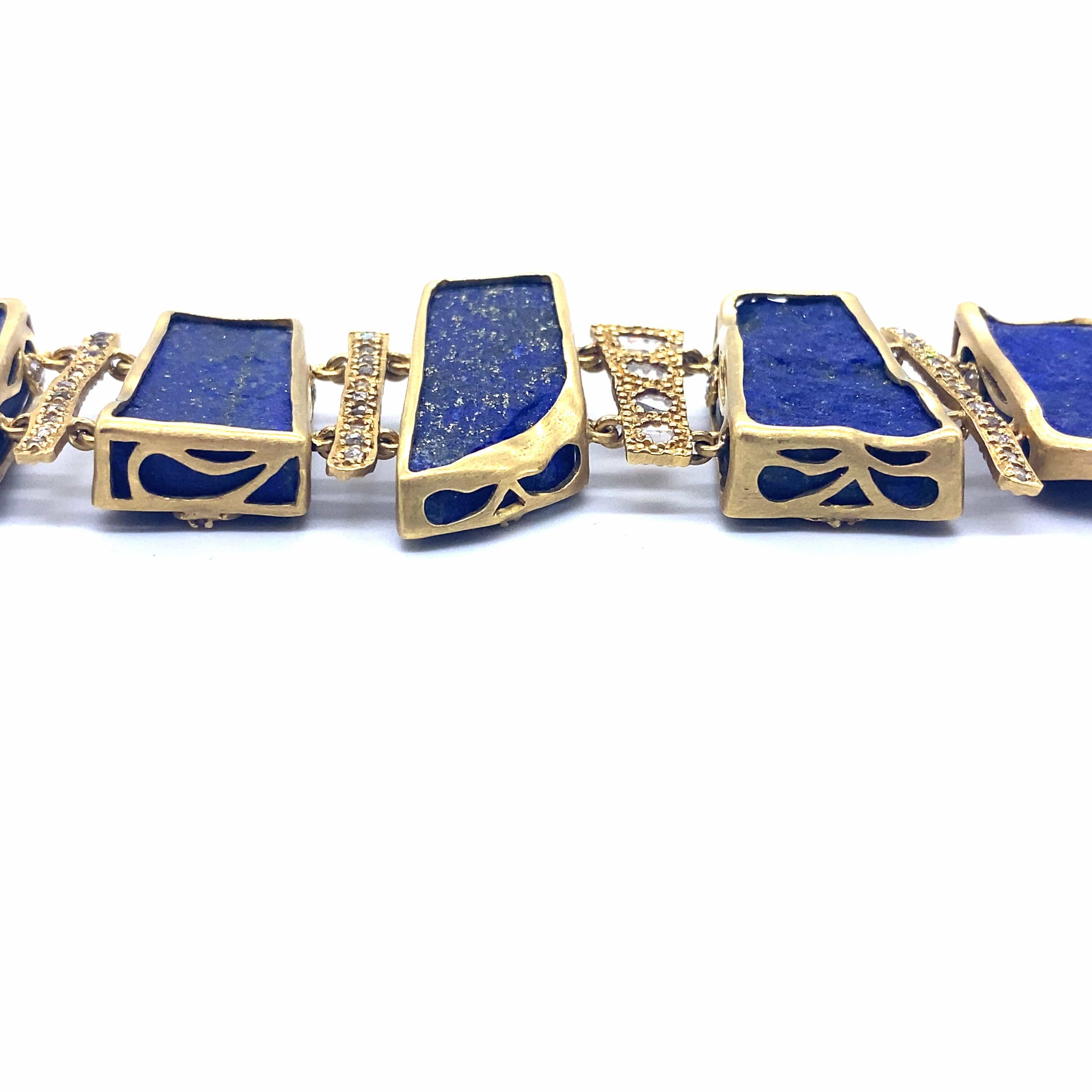 Antiquity Ladder Bracelet Set with Lapis, Alternating Gold Bars, and Diamonds - Coomi