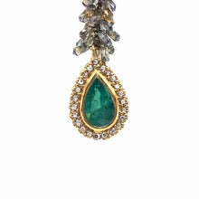 Load image into Gallery viewer, Pear Shaped Emerald Dangle Earrings with Diamonds - Coomi
