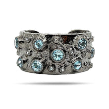 Load image into Gallery viewer, Blackened Sterling Silver Blue Topaz Dune Cuff - Coomi
