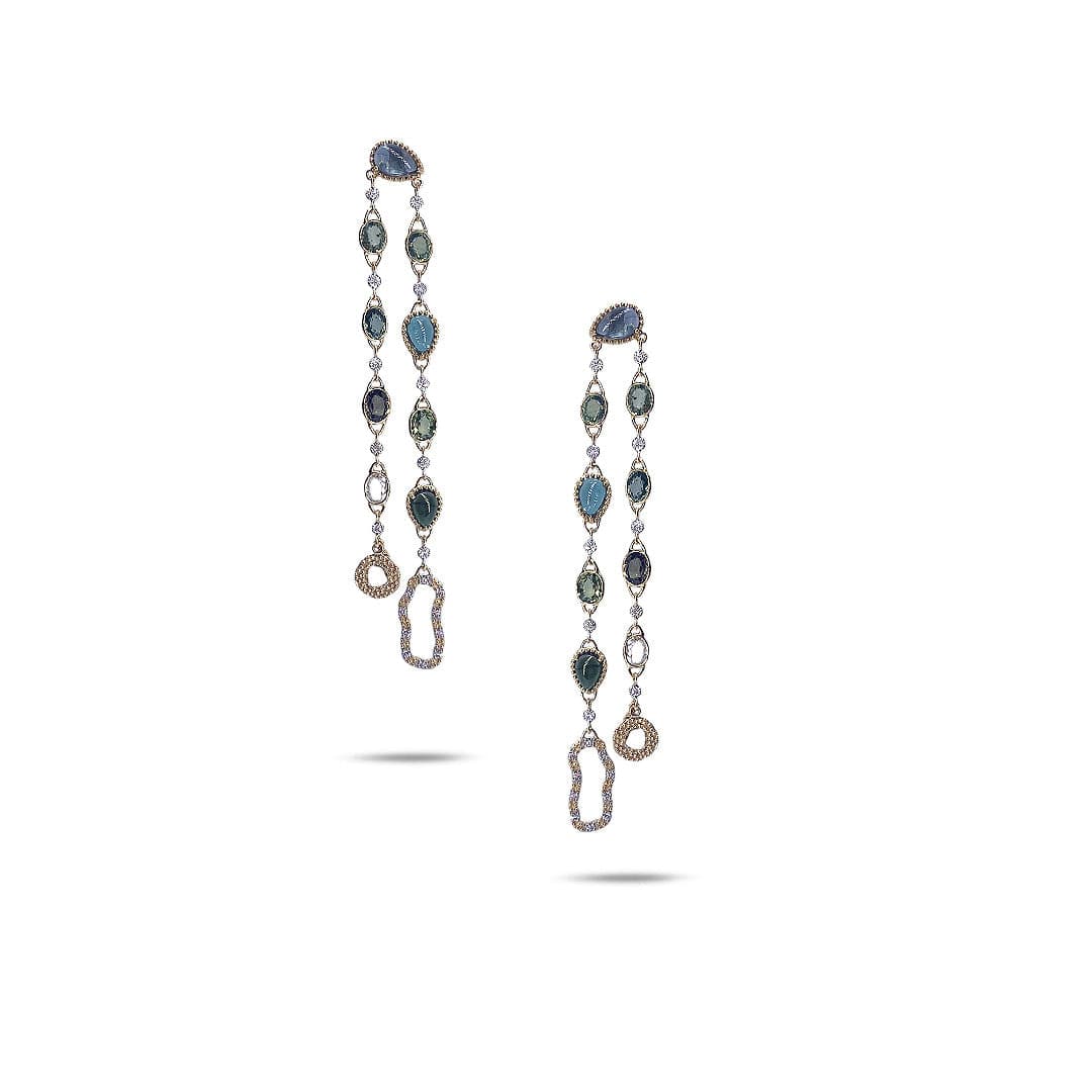 Tourmaline & Multi Sapphire Drop Earrings - Coomi