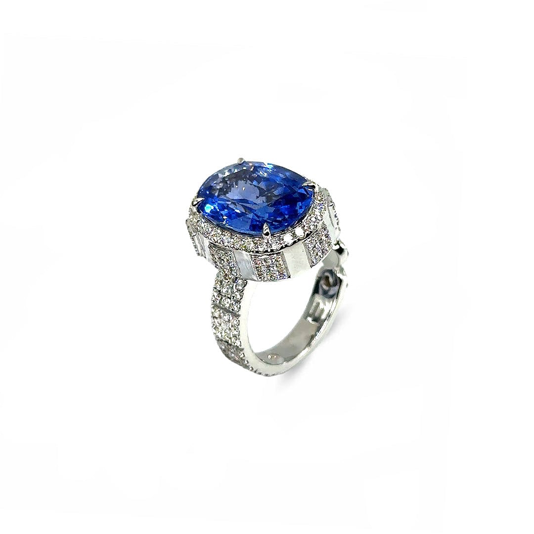 Trinity Cornflower Sapphire & Diamond Ring - Coomi