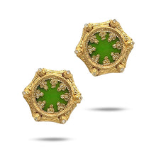 Load image into Gallery viewer, 20K Thewa Green Glass and Diamond Earrings - Coomi
