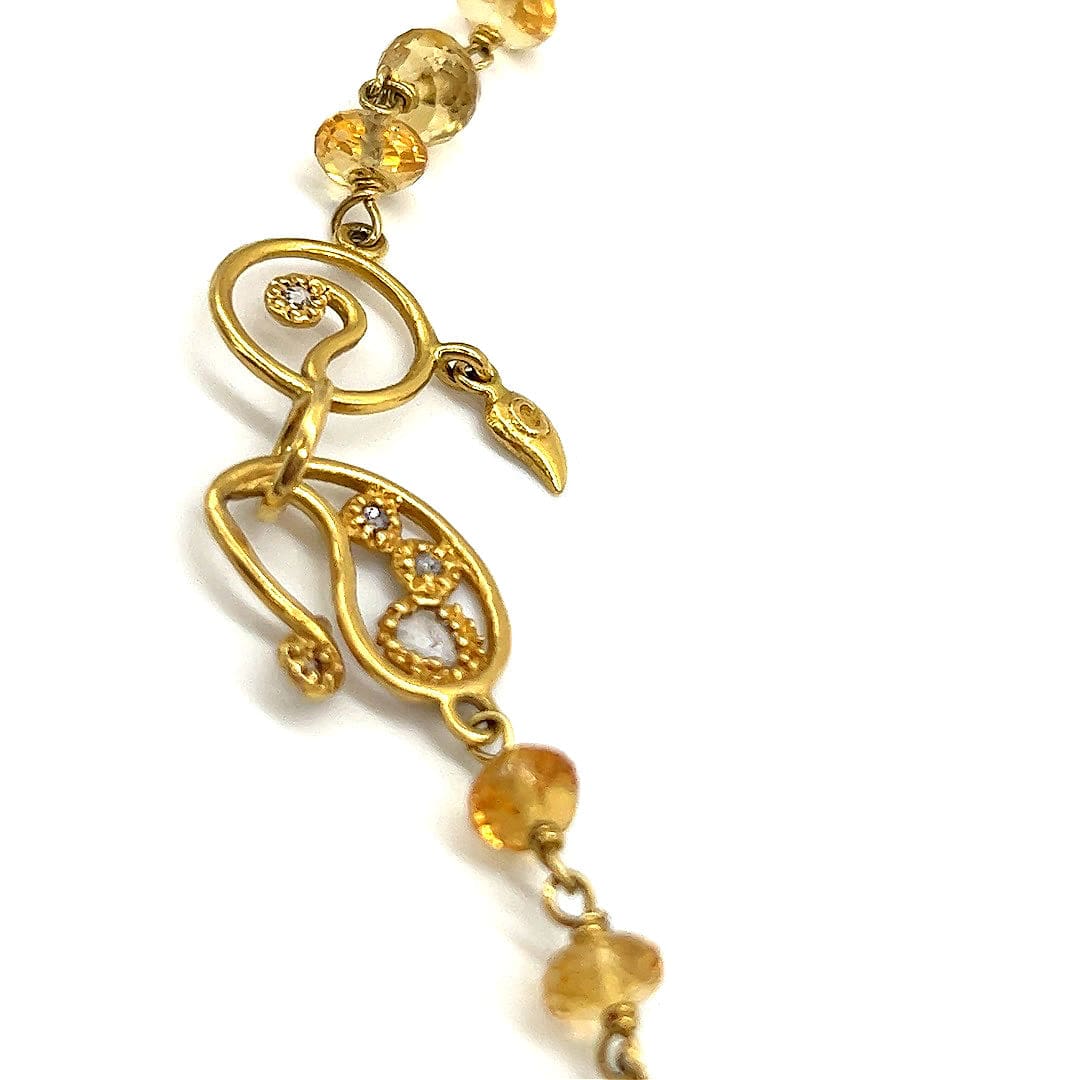 Affinity Citrine & Sliced Diamond Flower Necklace - Coomi
